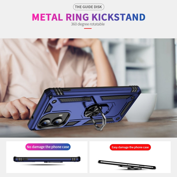 For Motorola Edge 2024 Shockproof TPU + PC Phone Case with Holder(Blue) - Motorola Cases by PMC Jewellery | Online Shopping South Africa | PMC Jewellery | Buy Now Pay Later Mobicred