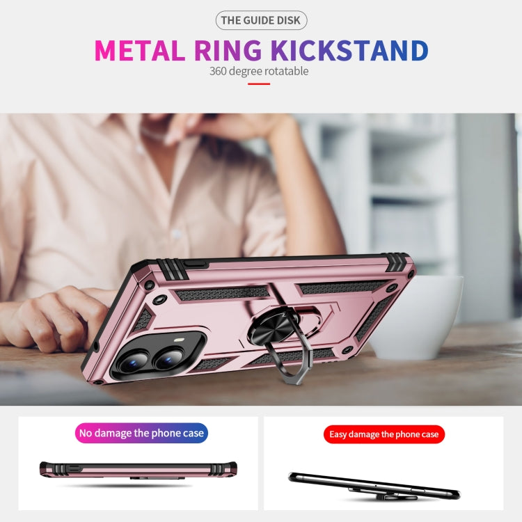 For Motorola Edge 2024 Shockproof TPU + PC Phone Case with Holder(Rose Gold) - Motorola Cases by PMC Jewellery | Online Shopping South Africa | PMC Jewellery | Buy Now Pay Later Mobicred