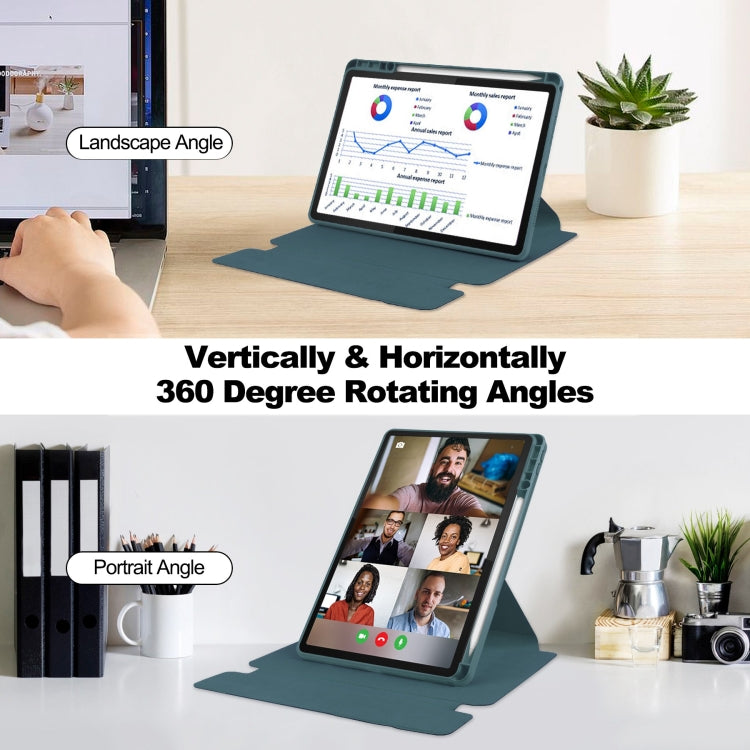 For Lenovo Tab M11/Xiaoxin Pad 11 2024 360 Rotation Transparent Smart Leather Case with Keyboard(Dark Green) - Lenovo by PMC Jewellery | Online Shopping South Africa | PMC Jewellery | Buy Now Pay Later Mobicred