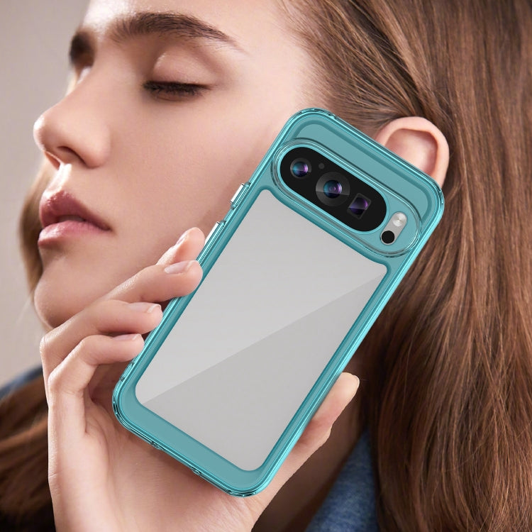 For Google Pixel 9 Colorful Series Acrylic Hybrid TPU Phone Case(Transparent Blue) - Google Cases by PMC TechLife | Online Shopping South Africa | PMC TechLife | Buy Now Pay Later Mobicred