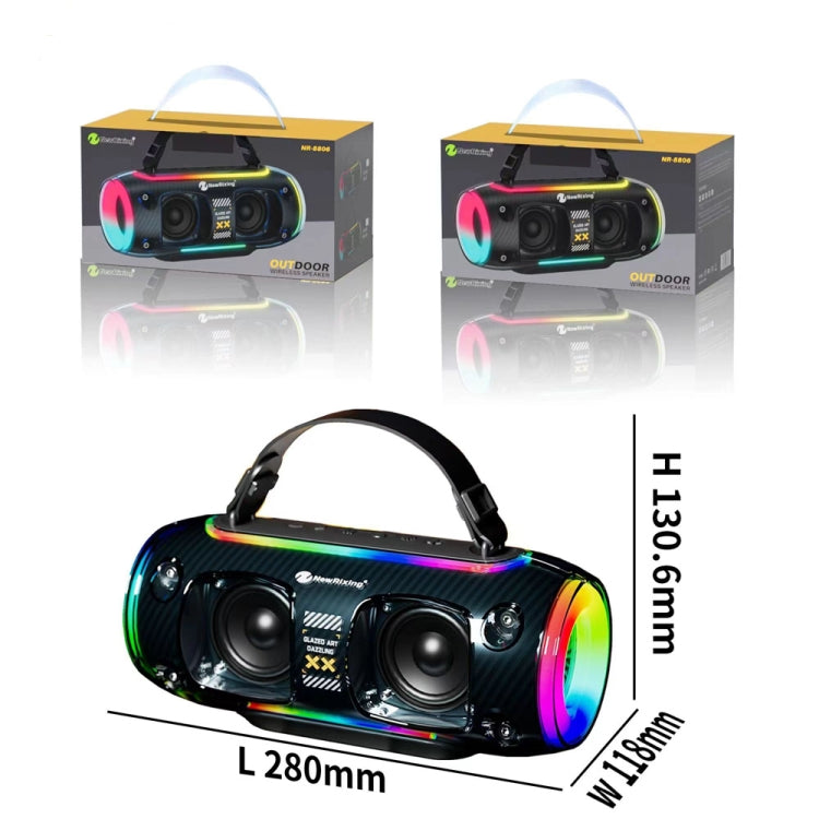 New Rixing NR8806 Portable Outdoor Wireless Bluetooth Speaker RGB Colorful Subwoofer, Style:Dual Mic(Black) - free shipping - PMC Jewellery - Order now!