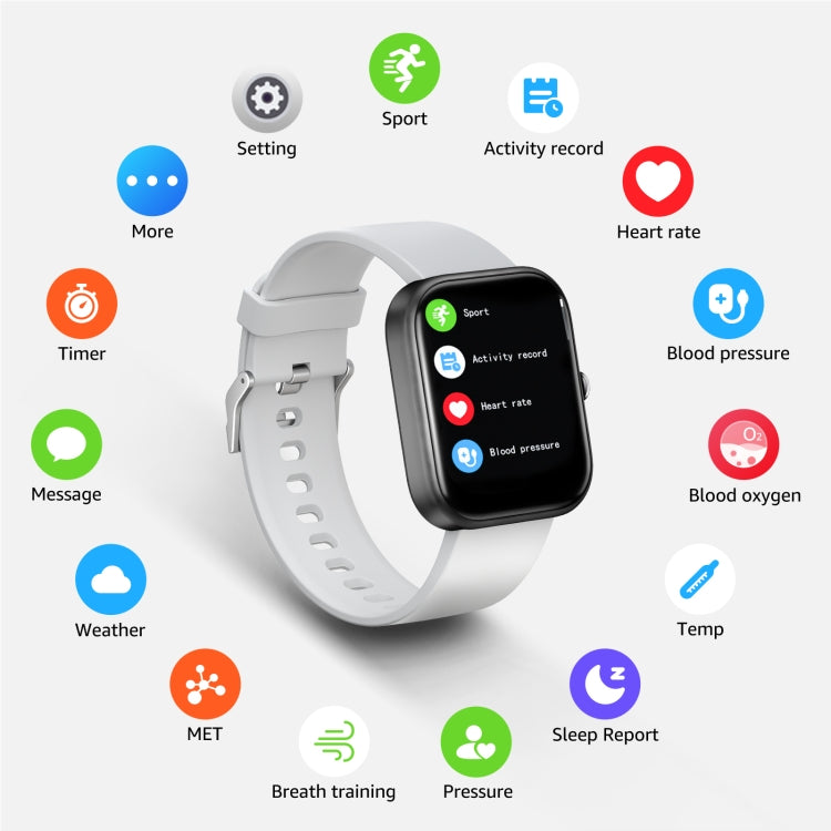 GTS5 2.0 inch Fitness Health Smart Watch, BT Call / Heart Rate / Blood Pressure / MET / Blood Glucose(Light Grey) - Smart Wristbands by PMC TechLife | Online Shopping South Africa | PMC TechLife