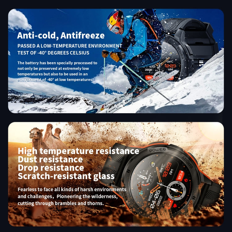 LEMFO C25 1.43 inch HD Round Screen Outdoor Smart Watch Supports Blood Oxygen Detection/Sedentary Reminder(Black Orange) - free shipping - PMC TechLife - Order now!