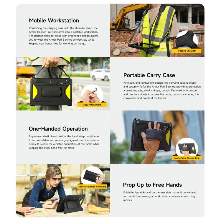 For Ulefone Armor Pad 4 Series Ulefone 4 in 1 Multi-purpose Tablet Carry Case(Black) - free shipping - PMC TechLife - Order now!