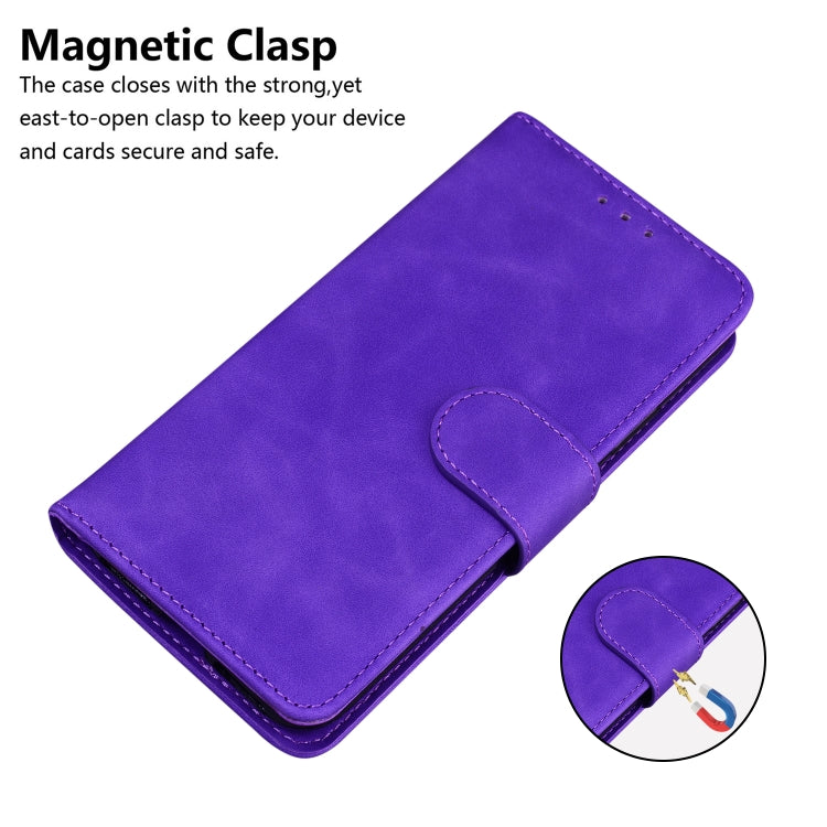 For Google Pixel 9 Skin Feel Pure Color Flip Leather Phone Case(Purple) - Google Cases by PMC TechLife | Online Shopping South Africa | PMC TechLife | Buy Now Pay Later Mobicred