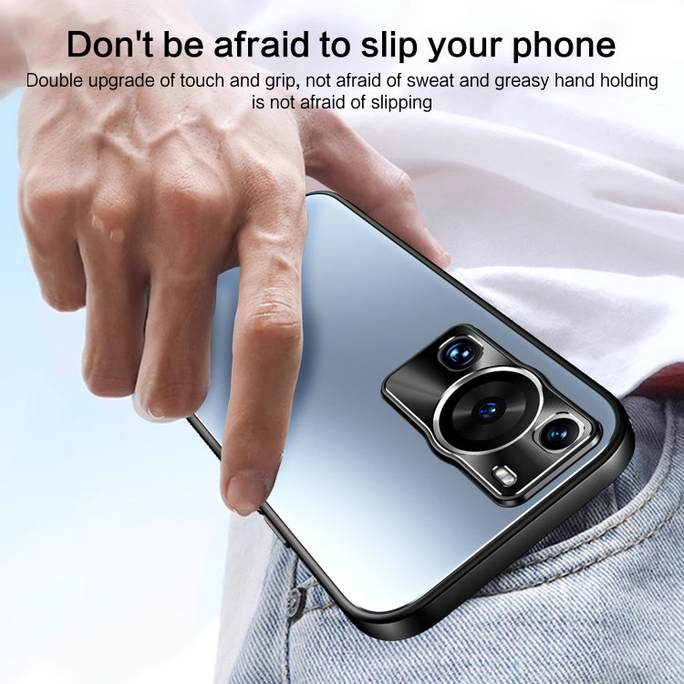 For Huawei P60 / P60 Pro R-JUST RJ-61 Electroplating Frosted TPU + PC Phone Case(Blue) - Huawei Cases by R-JUST | Online Shopping South Africa | PMC TechLife | Buy Now Pay Later Mobicred