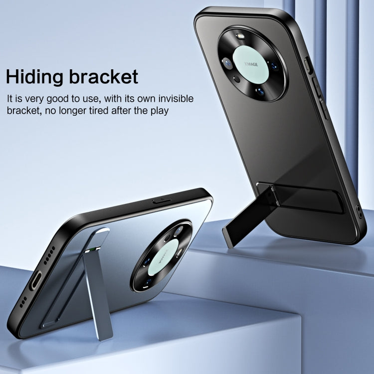 For Huawei Mate 60 R-JUST RJ-61 Electroplating Frosted TPU + PC Phone Case with Holder(Grey) - Huawei Cases by R-JUST | Online Shopping South Africa | PMC TechLife | Buy Now Pay Later Mobicred