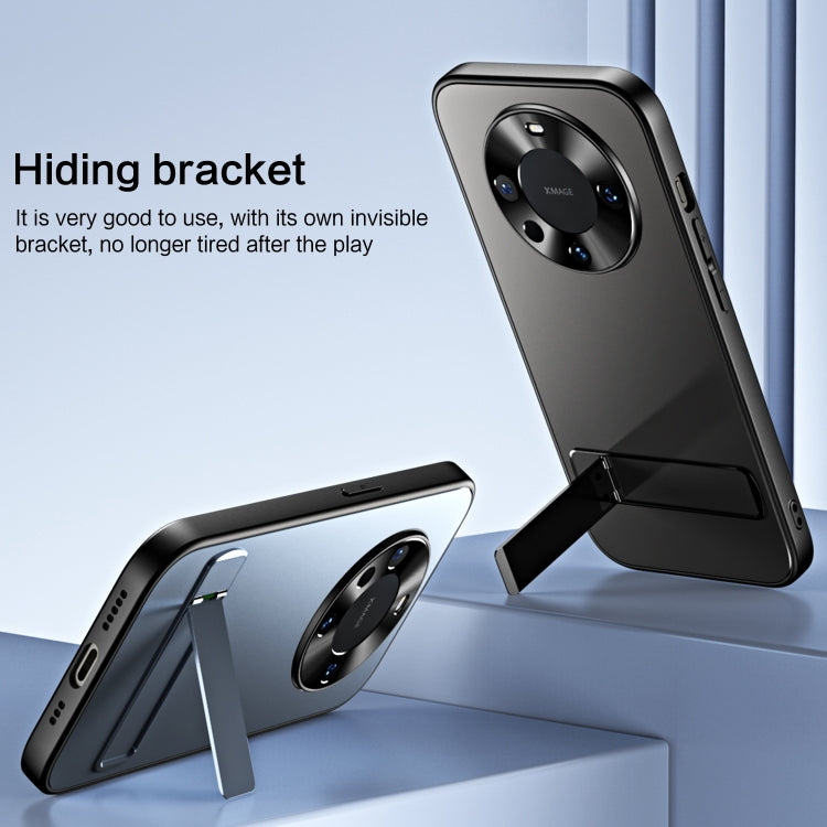 For Huawei Mate 60 Pro R-JUST RJ-61 Electroplating Frosted TPU + PC Phone Case with Holder(Silver) - Huawei Cases by R-JUST | Online Shopping South Africa | PMC TechLife | Buy Now Pay Later Mobicred