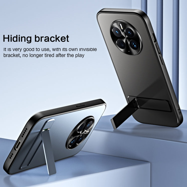 For Huawei Mate 50 Pro R-JUST RJ-61 Electroplating Frosted TPU + PC Phone Case with Holder(Grey) - Huawei Cases by R-JUST | Online Shopping South Africa | PMC TechLife | Buy Now Pay Later Mobicred