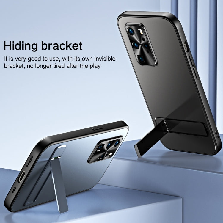 For Huawei P40 R-JUST RJ-61 Electroplating Frosted TPU + PC Phone Case with Holder(Grey) - Huawei Cases by R-JUST | Online Shopping South Africa | PMC TechLife