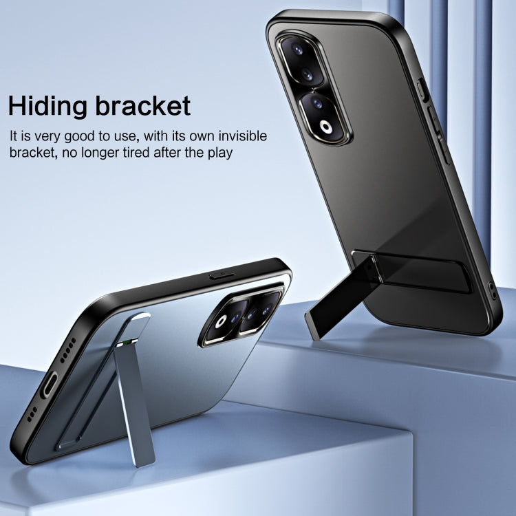 For Honor 90 Pro R-JUST RJ-61 Electroplating Frosted TPU + PC Phone Case with Holder(Silver) - Honor Cases by R-JUST | Online Shopping South Africa | PMC TechLife | Buy Now Pay Later Mobicred