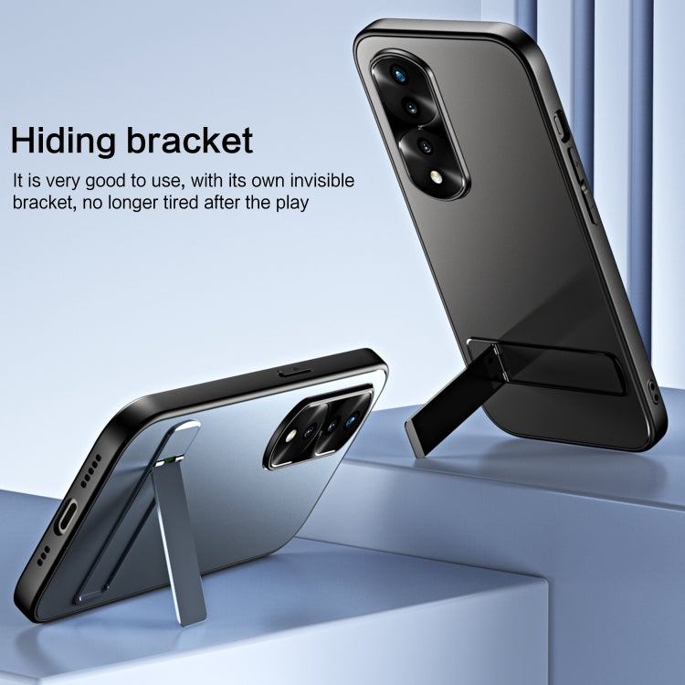 For Honor 70 R-JUST RJ-61 Electroplating Frosted TPU + PC Phone Case with Holder(Silver) - Honor Cases by R-JUST | Online Shopping South Africa | PMC TechLife | Buy Now Pay Later Mobicred