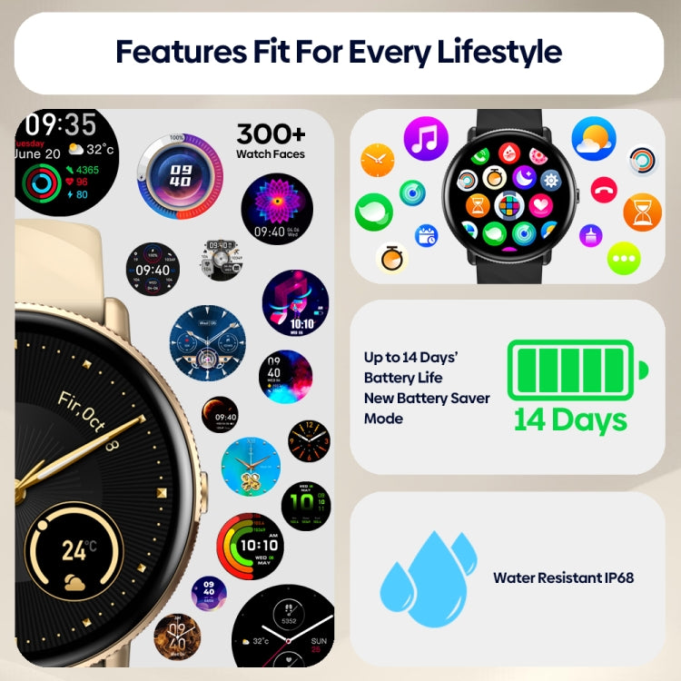 Zeblaze GTR 3 Pro 1.43 inch Screen Voice Calling Smart Watch, Support Heart Rate / Blood Pressure / Blood Oxygen(Gold) - free shipping - PMC TechLife - Order now!