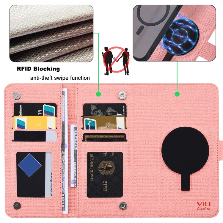 For Google Pixel 8 Pro ViLi GHA Series Shockproof MagSafe RFID Leather Attraction Horizontal Flip Phone Case(Pink) - free shipping - PMC TechLife - Order now!