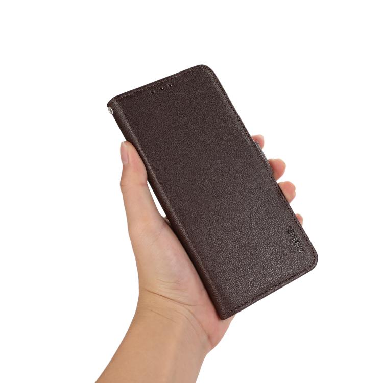 For iPhone 17 Pro ABEEL Side-Magnetic Litchi Pattern Leather RFID Phone Case(Brown) - free shipping - PMc TechLife - Order now!