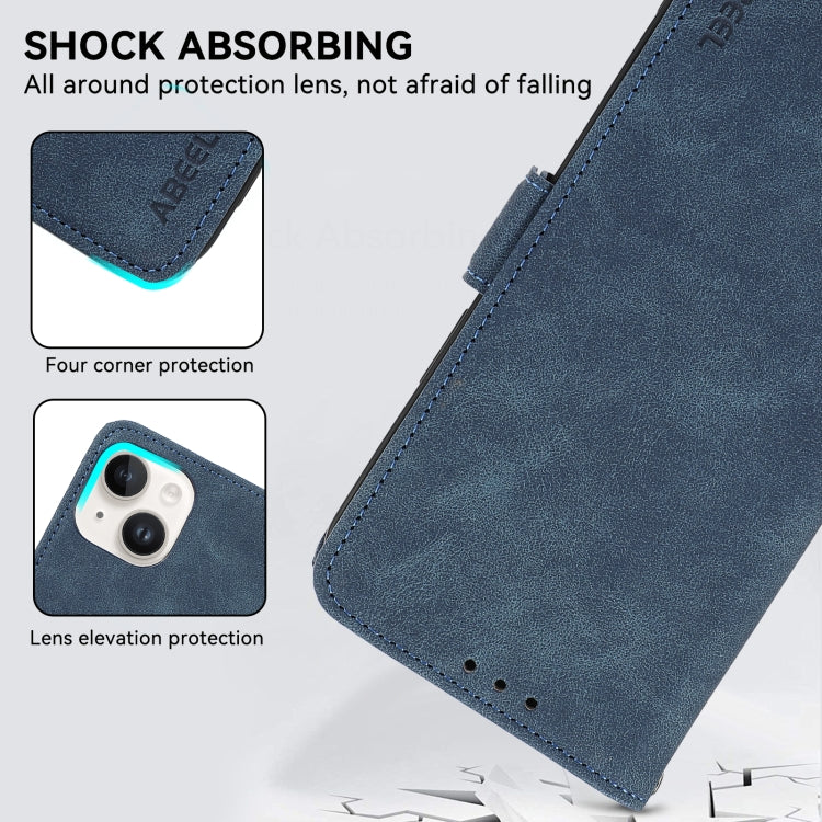 For iPhone 16 ABEEL Frosted Magnetic RFID Leather Phone Case(Blue) - iPhone 16 Cases by PMC TechLife | Online Shopping South Africa | PMC TechLife | Buy Now Pay Later Mobicred