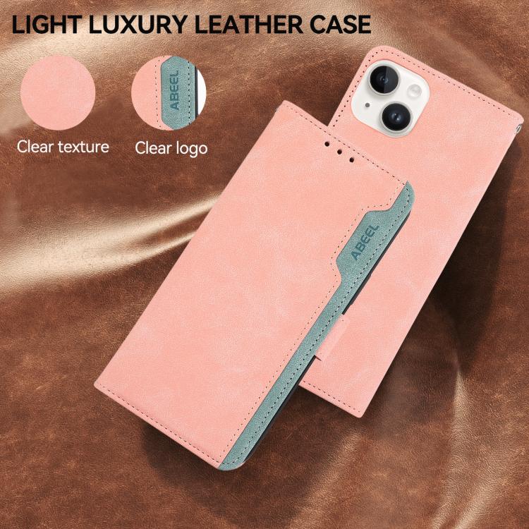 For iPhone 17 Air ABEEL Color Block Magnetic RFID Leather Phone Case(Pink-Cyan) - free shipping - PMc TechLife - Order now!
