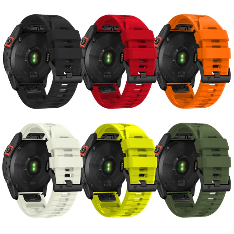 For Garmin Fenix 7 Pro 22mm Solid Color Steel Buckle Silicone Quick Release Watch Band(Lime Green) - Watch Bands by PMC TechLife | Online Shopping South Africa | PMC TechLife