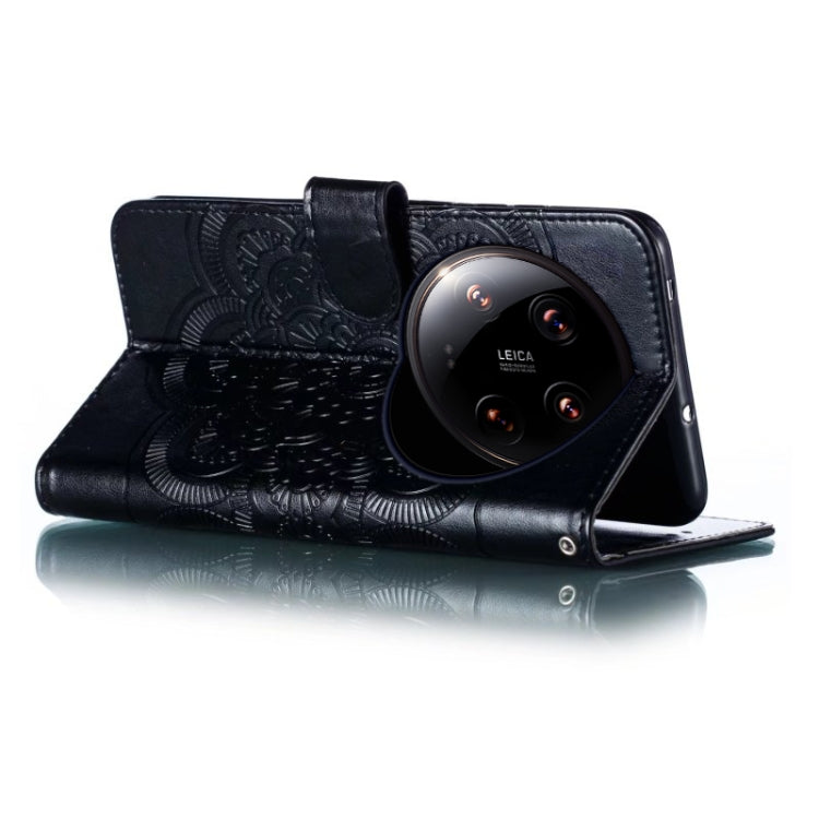 For Xiaomi 14 Ultra Sun Mandala Embossing Pattern Phone Leather Case(Black) - free shipping - PMC TechLife - Order now!