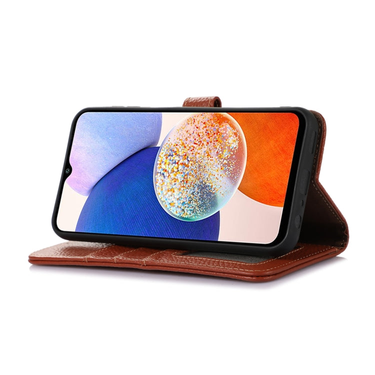 For Google Pixel 9 Pro Genuine Leather Litchi Texture RFID Leather Phone Case(Coffee) - Google Cases by PMC TechLife | Online Shopping South Africa | PMC TechLife | Buy Now Pay Later Mobicred
