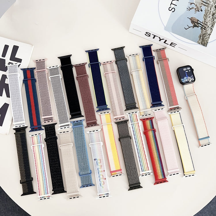 For Apple Watch Series 5 44mm Dual Hook and Loop Nylon Watch Band(Smoke Purple) - Watch Bands by PMC TechLife | Online Shopping South Africa | PMC TechLife