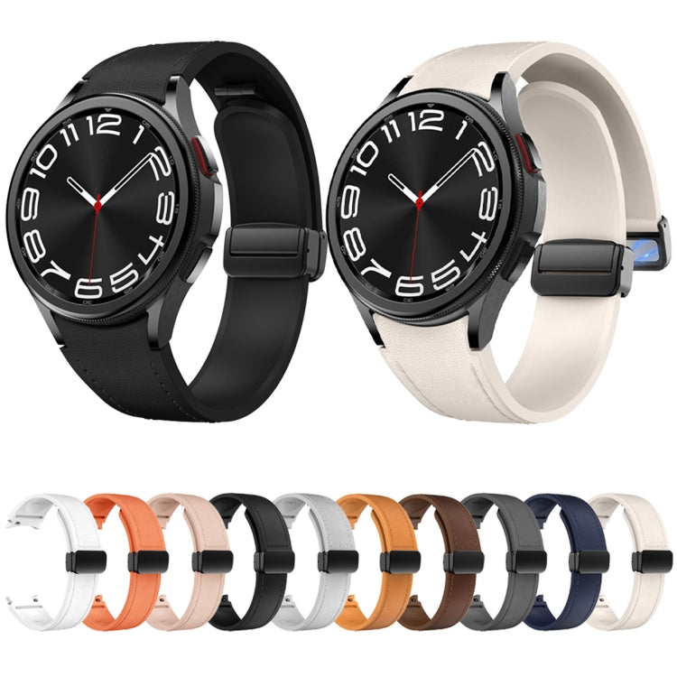 For Samsung Galaxy Watch 6 Magnetic Black Buckle Leather Silicone Watch Band(Dark Brown) - Watch Bands by PMC TechLife | Online Shopping South Africa | PMC TechLife | Buy Now Pay Later Mobicred