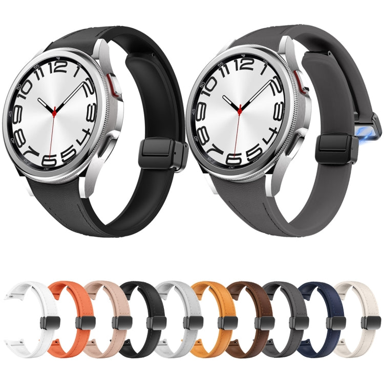 For Samsung Galaxy Watch 6 Slim Magnetic Black Buckle Leather Silicone Watch Band(Space Grey) - Watch Bands by PMC TechLife | Online Shopping South Africa | PMC TechLife