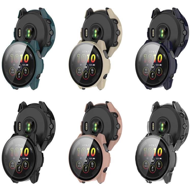 For Garmin Forerunner 165 / 165 Music PC + Tempered Film Integrated Watch Protective Case(Pine Green) - Watch Cases by PMC TechLife | Online Shopping South Africa | PMC TechLife