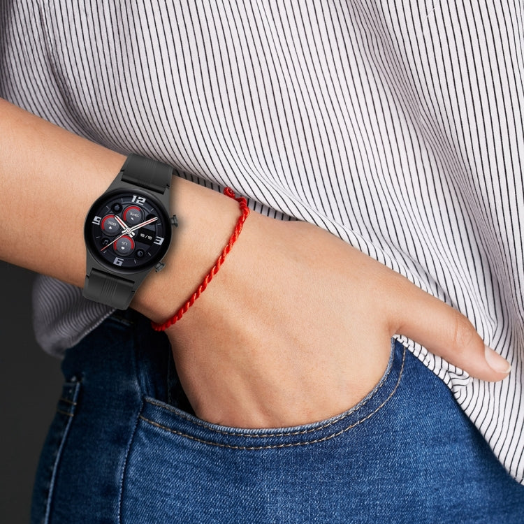 For Honor Watch GS 4 Striped Stainless Steel Buckle Silicone Watch Band(Green) - Watch Bands by PMC TechLife | Online Shopping South Africa | PMC TechLife