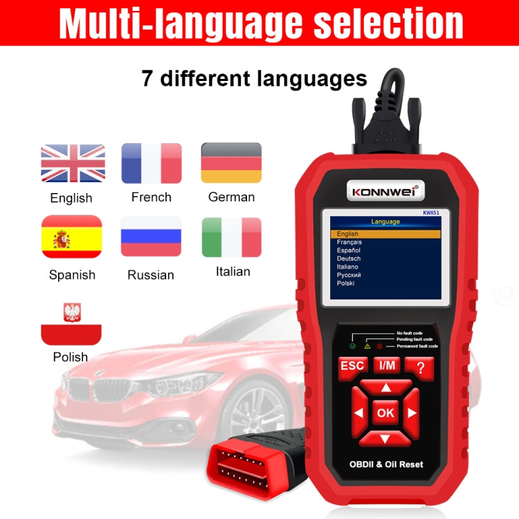 KONNWEI KW851 2 in 1 Car OBDll Scanner Diagnostic Tool Oil Service Light Reset(Black) - free shipping - PMC TechLife - Order now!