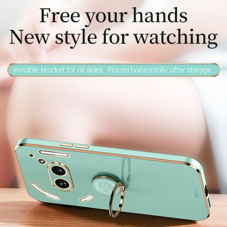 For Nothing Phone 2A XINLI Straight Edge 6D Electroplate TPU Phone Case with Ring Holder(White) - free shipping - PMC Jewellery - Order now!