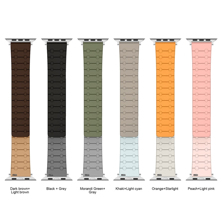 For Apple Watch Series 2 38mm Two Color Loop Magnetic Silicone Watch Band(Orange+Starlight) - Watch Bands by PMC TechLife | Online Shopping South Africa | PMC TechLife