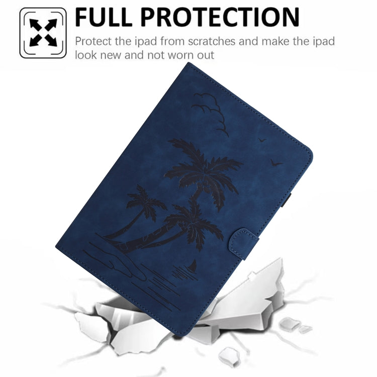 For iPad Pro 11 2024 Coconut Tree Embossed Smart Leather Tablet Case(Blue) - iPad Pro 11 2024 Cases by PMC TechLife | Online Shopping South Africa | PMC TechLife | Buy Now Pay Later Mobicred