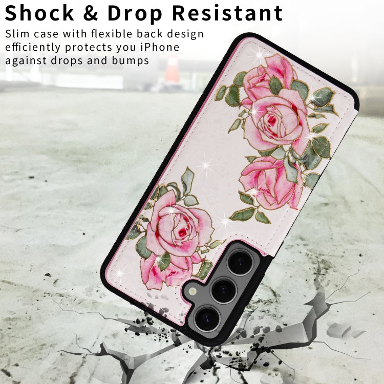 For Samsung Galaxy S25+ 5G Printed Double Buckle RFID Anti-theft Phone Case(Rose) - Galaxy S25+ 5G Cases by PMC Jewellery | Online Shopping South Africa | PMC Jewellery | Buy Now Pay Later Mobicred