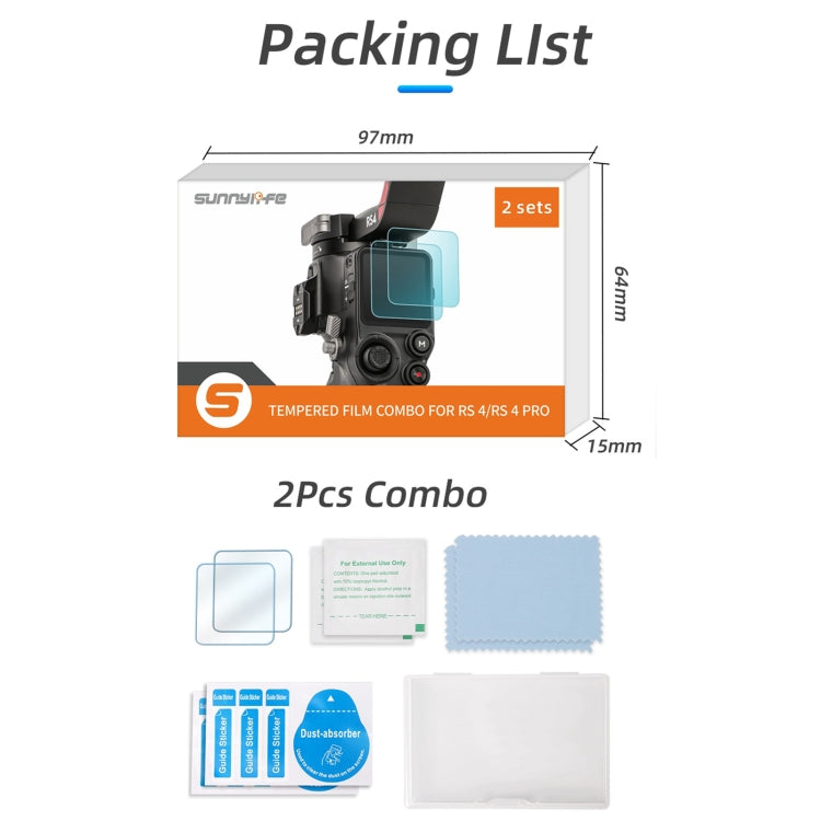 For DJI RS 4/RS 4 Pro/RS 3/RS 3 Pro Sunnylife 2pcs Screen Explosion proof Tempered Glass Film - by Sunnylife | Online Shopping South Africa | PMC TechLife | Buy Now Pay Later Mobicred
