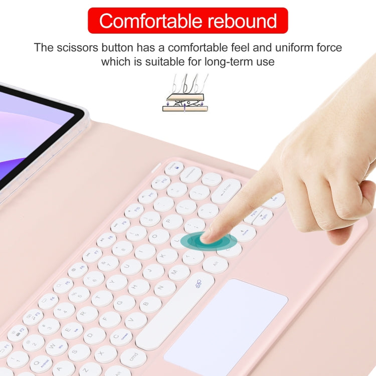 For Huawei MatePad 11 2023 / 2021 Round Button Bluetooth Keyboard Rotatable Holder Leather Case with Touchpad(Rose Gold) - Huawei Keyboard by PMC TechLife | Online Shopping South Africa | PMC TechLife