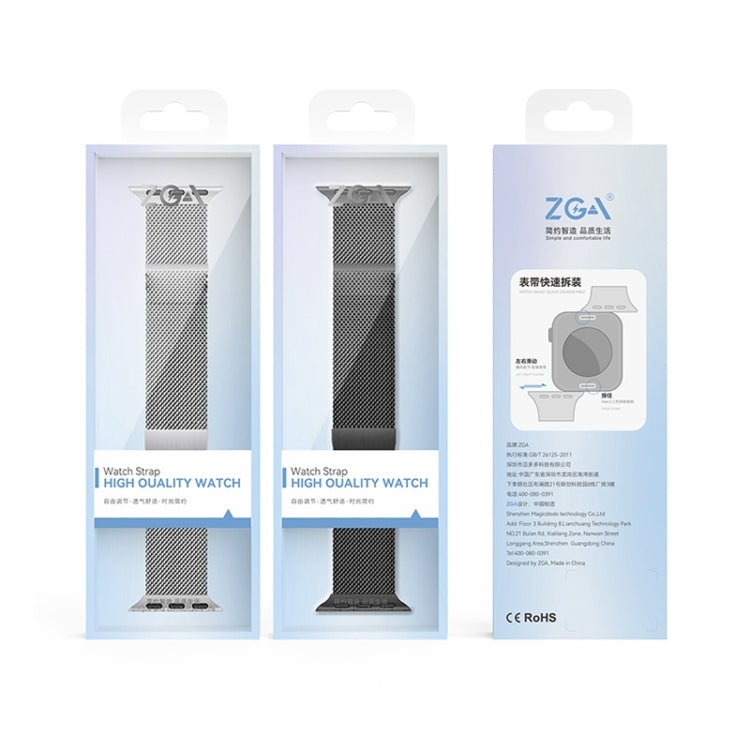 For Apple Watch Series 4 44mm ZGA Milanese Magnetic Metal Watch Band(Black) - Watch Bands by ZGA | Online Shopping South Africa | PMC TechLife | Buy Now Pay Later Mobicred