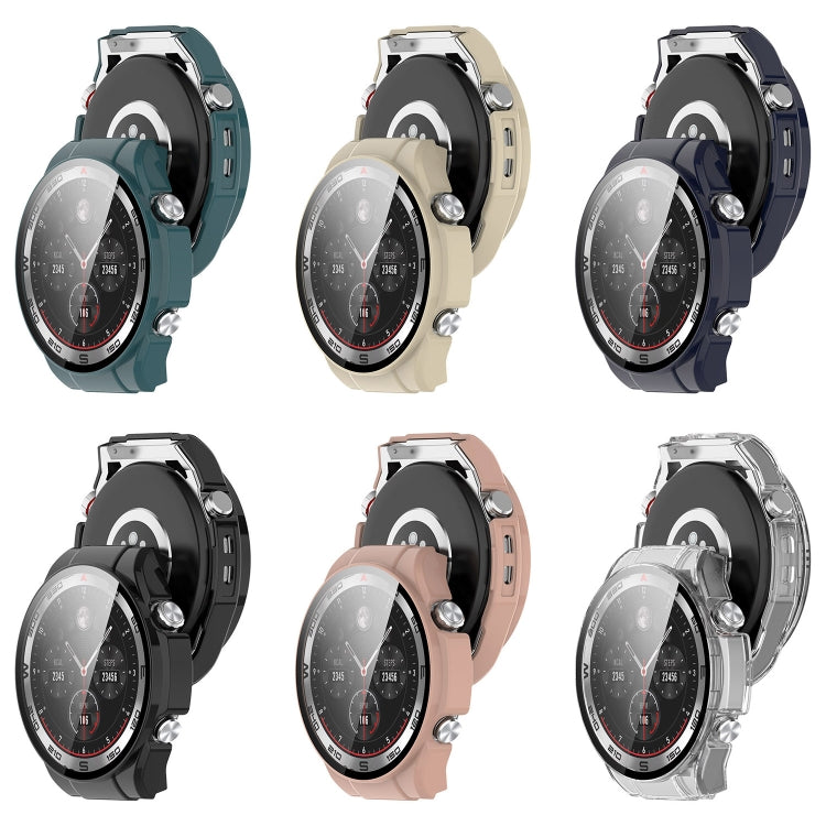 For Xiaomi Haylou Watch R8 PC + Tempered Film Integrated Watch Protective Case(Ink Blue) - Watch Cases by PMC TechLife | Online Shopping South Africa | PMC TechLife