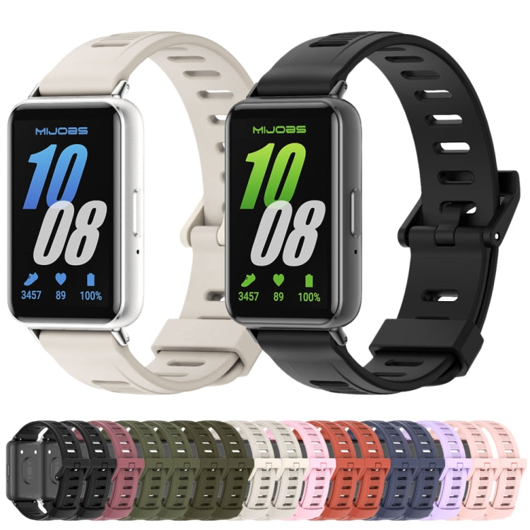 For Samsung Galaxy Fit 3 Mijobs Flat Hole Silicone Watch Band(Grey+Rose Gold) - free shipping - PMc TechLife - Order now!
