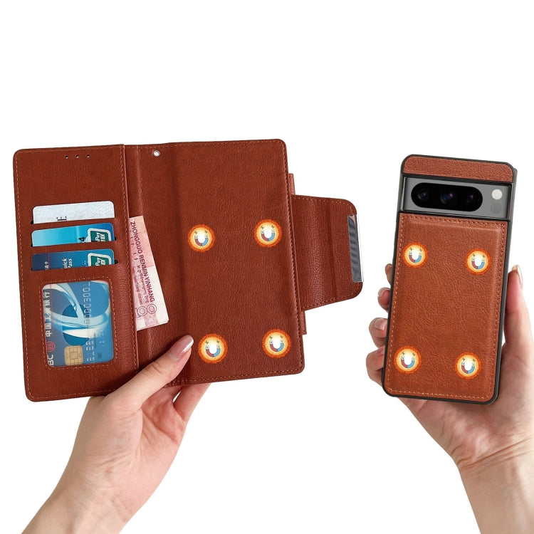 For Google Pixel 7a Multifunctional 7-Card Wallet Leather Phone Case(Brown) - Google Cases by PMC TechLife | Online Shopping South Africa | PMC TechLife | Buy Now Pay Later Mobicred