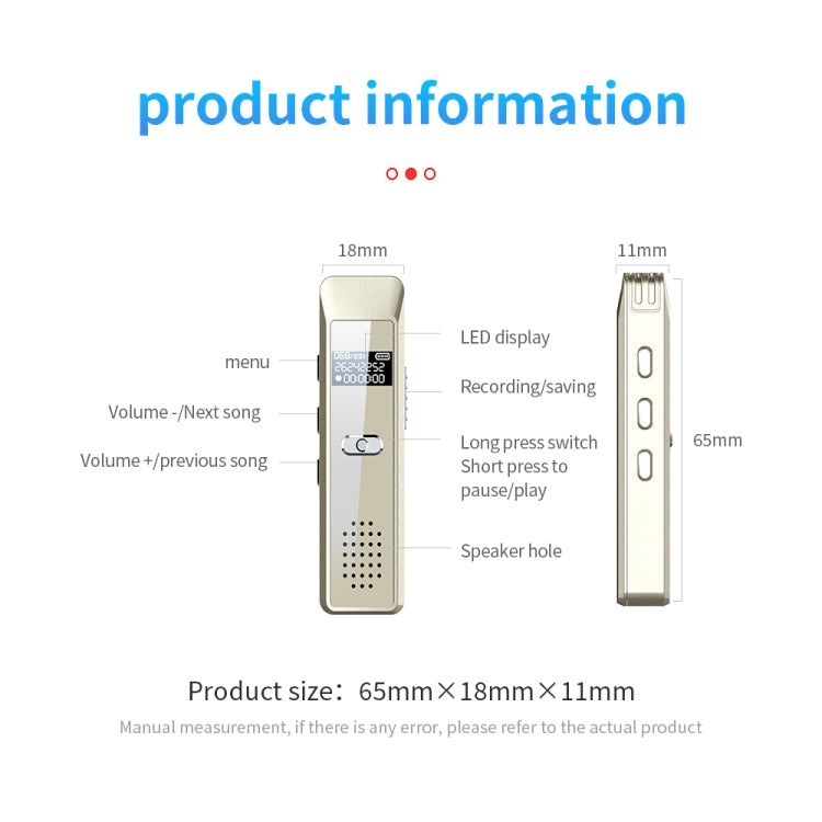 JNN Q7 Mini Portable Voice Recorder with OLED Screen, Memory:4GB(Gold) - Recording Pen by JNN | Online Shopping South Africa | PMC TechLife | Buy Now Pay Later Mobicred