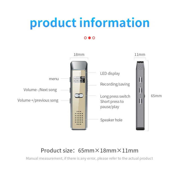 JNN Q7 Mini Portable Voice Recorder with OLED Screen, Memory:4GB(Grey+Gold) - Recording Pen by JNN | Online Shopping South Africa | PMC TechLife | Buy Now Pay Later Mobicred
