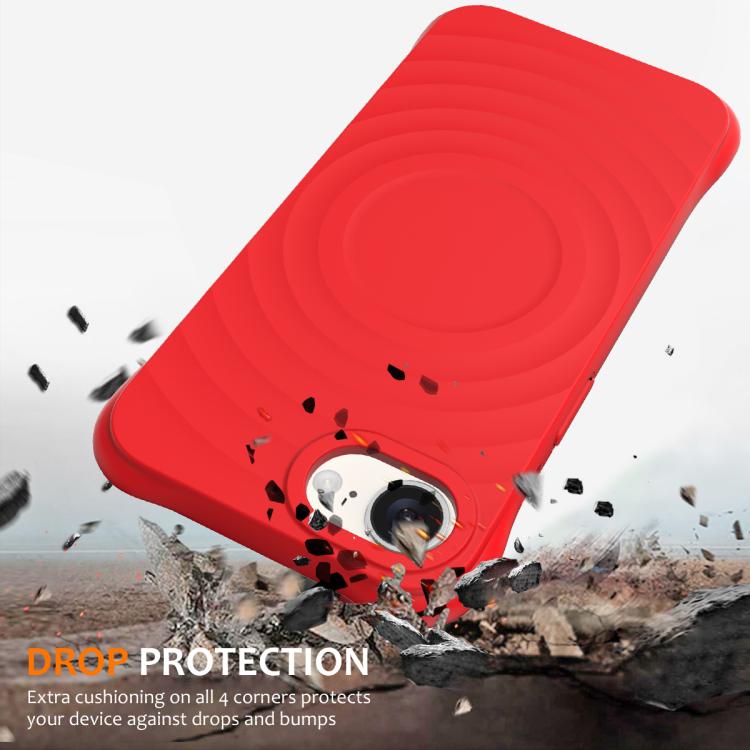 For iPhone 16e Wave Texture MagSafe Magnetic Liquid Silicone Phone Case(Red) - iPhone 16e Cases by PMC TechLife | Online Shopping South Africa | PMC TechLife | Buy Now Pay Later Mobicred