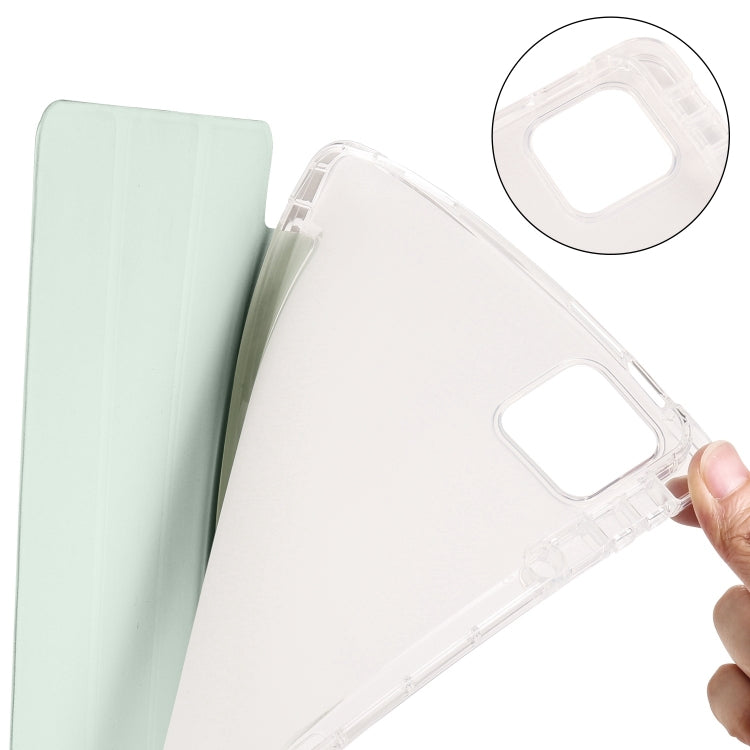 For iPad Pro 13 2024 3-fold Clear TPU Smart Leather Tablet Case with Pen Slot(Light Green) - iPad Pro 13 2024 Cases by PMC TechLife | Online Shopping South Africa | PMC TechLife | Buy Now Pay Later Mobicred