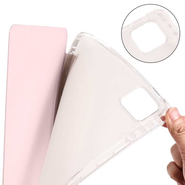 For iPad Pro 13 2024 3-fold Clear TPU Smart Leather Tablet Case with Pen Slot(Sand Pink) - iPad Pro 13 2024 Cases by PMC TechLife | Online Shopping South Africa | PMC TechLife | Buy Now Pay Later Mobicred