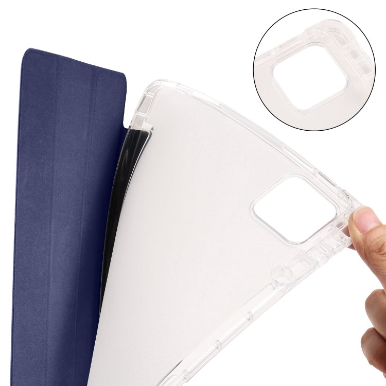For iPad Pro 13 2024 3-fold Clear TPU Smart Leather Tablet Case with Pen Slot(Dark Blue) - iPad Pro 13 2024 Cases by PMC TechLife | Online Shopping South Africa | PMC TechLife | Buy Now Pay Later Mobicred