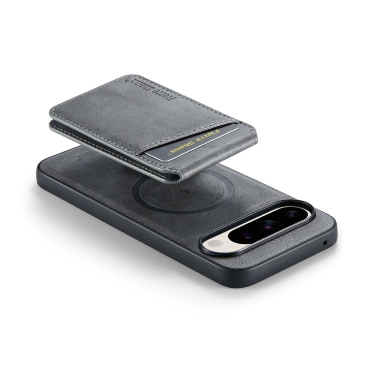 For Google Pixel 9 Pro Fierre Shann Cowhide Vertical Flip Magnetic Card Holder Phone Case(Grey) - Google Cases by FIERRE SHANN | Online Shopping South Africa | PMC TechLife | Buy Now Pay Later Mobicred