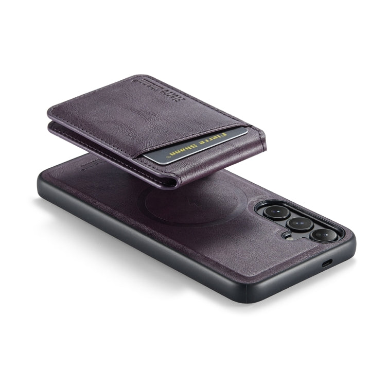 For Samsung Galaxy S24+ 5G Fierre Shann Cowhide Vertical Flip Magnetic Card Holder Phone Case(Purple) - free shipping - PMC Jewellery - Order now!