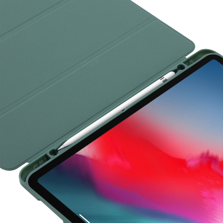 For iPad Air 13 2024 Skin Feel Tri-fold Leather Tablet Case with Pen Slot(Dark Green) - iPad Air 13 2024 Cases by PMC TechLife | Online Shopping South Africa | PMC TechLife | Buy Now Pay Later Mobicred