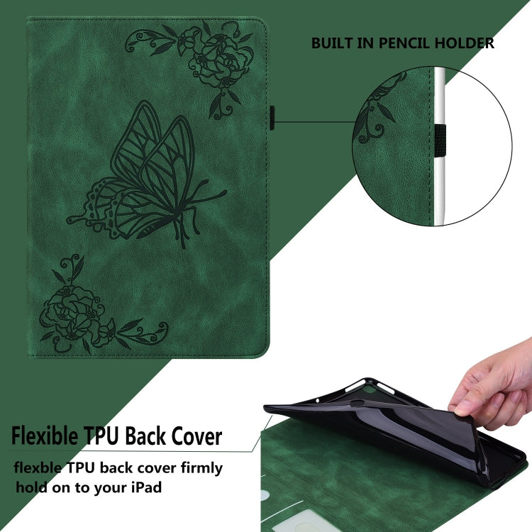 For iPad Pro 11 2024 Butterfly Flower Embossed Leather Tablet Case(Green) - iPad Pro 11 2024 Cases by PMC TechLife | Online Shopping South Africa | PMC TechLife | Buy Now Pay Later Mobicred